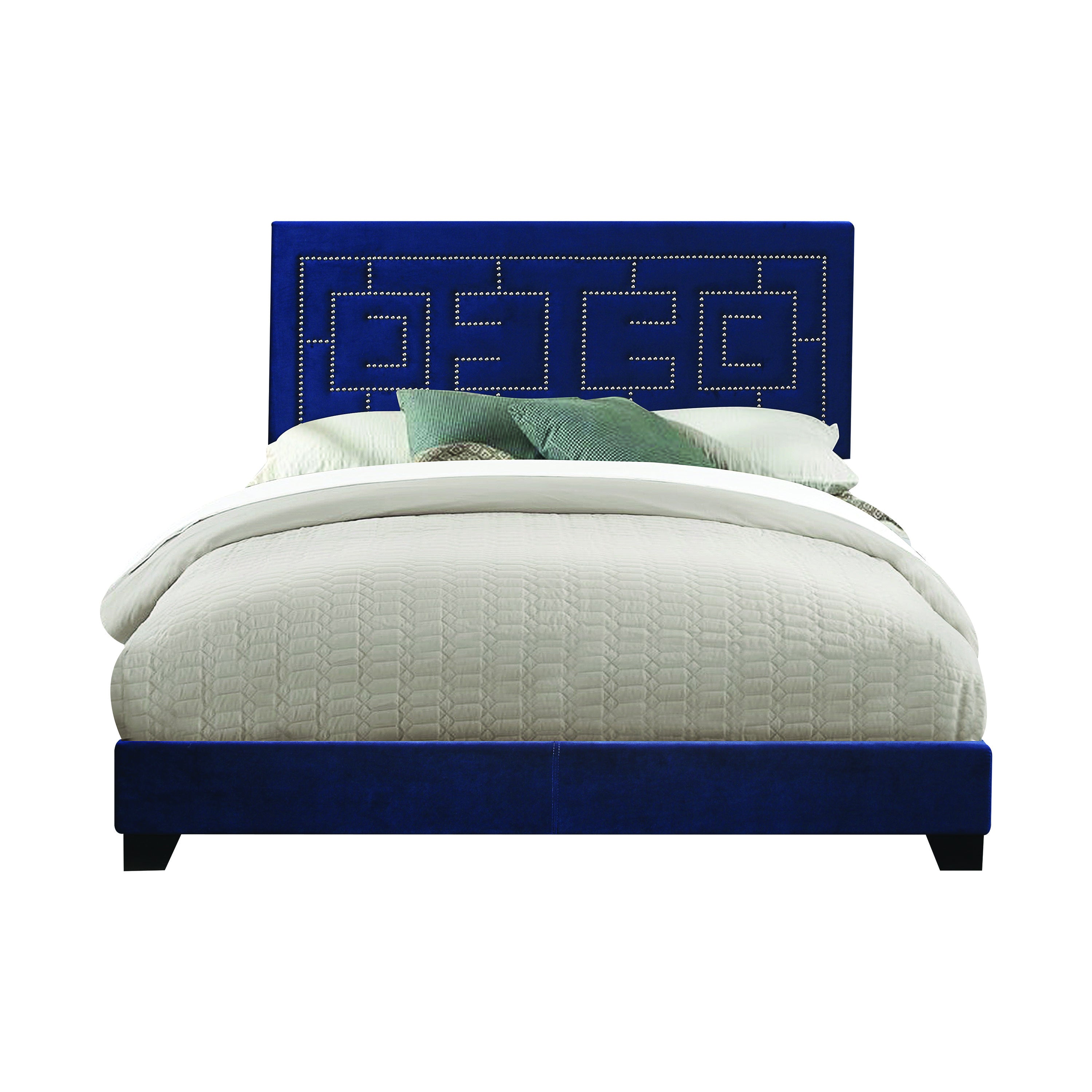 Queen Bed Velvet (Blue)